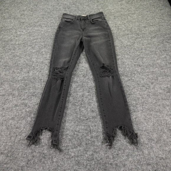 L'Agence Margot Skinny Jeans Womens 25 Black Nighttime Destruct High Rise USA - Picture 1 of 11